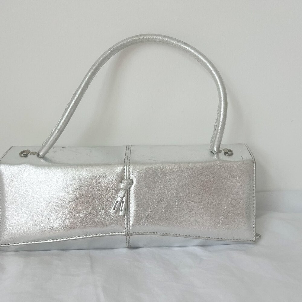Silver leather clutch Melia Vera Pelle